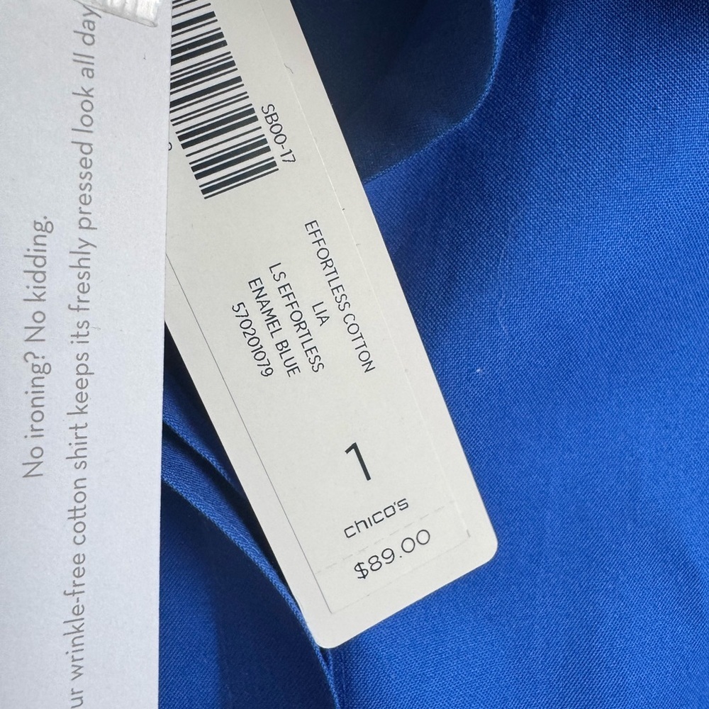 NWT Chico’s Blue Button Down Shirt - Picture 5 of 6